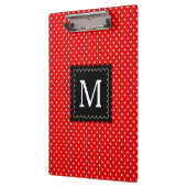 Zwart monogram rood wit pols patroon zwart klembord (Links)