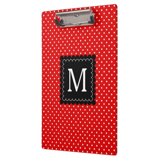 Zwart monogram rood wit pols patroon zwart klembord (Links)