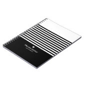 Zwart monogram Stripes Trendy Chic Script Modern Notitieboek (Linkerzijde)