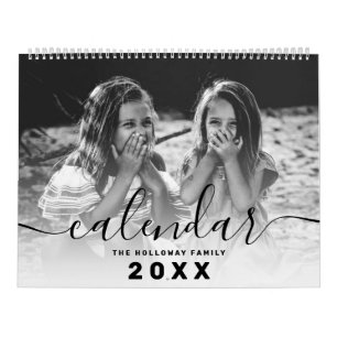Zwart monogram Uw gezin 26 foto collage raster Kalender