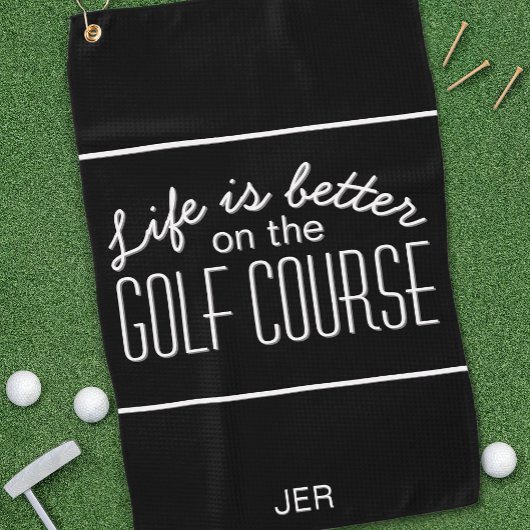 Zwart monogrammen Modern Golfer Life is beter Pro Golfhanddoek
