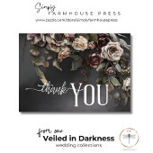 Zwart Moody Gotische Bloemen & Mist Bruiloft Bedankkaart