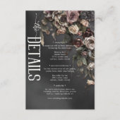 Zwart Moody Gotische Bloemen & Mist Bruiloft Detai Informatiekaartje (Voorkant)