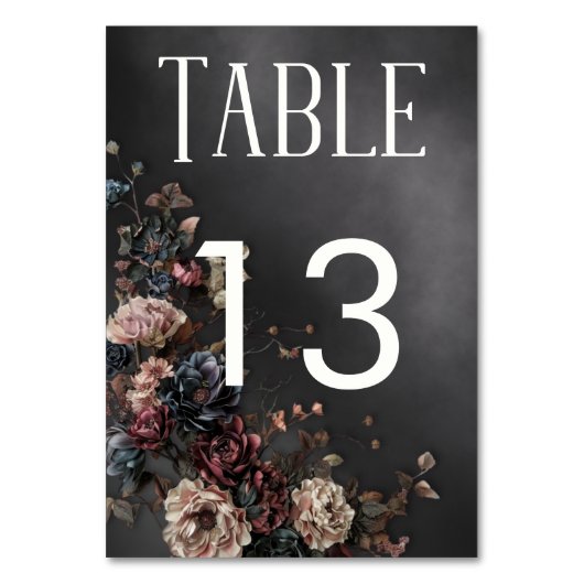 Zwart Moody Gotische Bloemen & Mist Bruiloft Kaart (Achterkant)