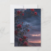 Zwart Moody Gotische Maan & Rode Rozen Bruiloft Save The Date (Achterkant)