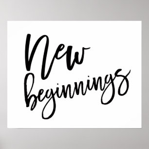 Zwart Motitatief Citraat Nieuwe Beginnen Poster