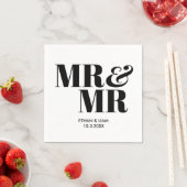 Zwart Mr & Mr bruidegom gepersonaliseerde bruiloft Servet (Insitu)