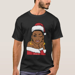 Zwart Mrs Claus Winking Afrikaans Amerikaans T-shirt