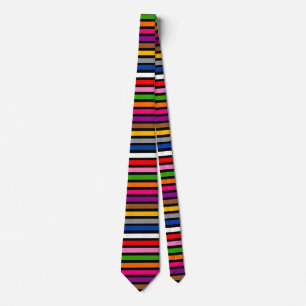 Zwart Multicolor Stripes Lines Patroon Design Stropdas