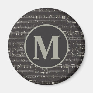 zwart muziekbriefje Patroonmonogram Magneet