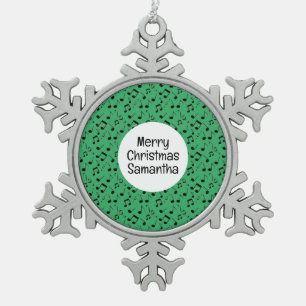 Zwart Muzieknoten Design Sneeuwvlok Ornament