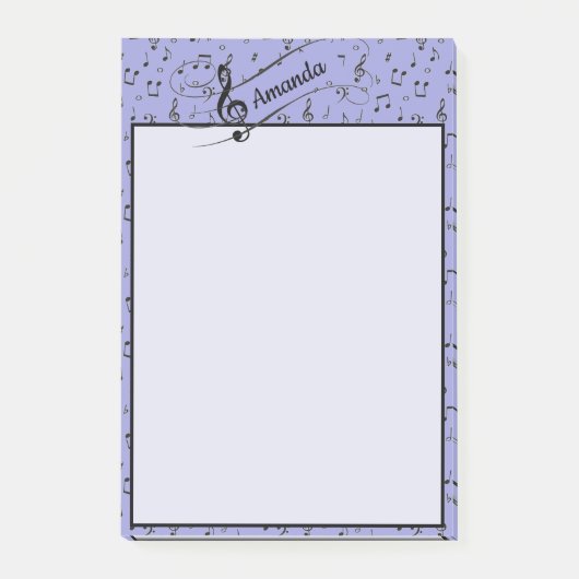 Zwart muzikaal gepersonaliseerd post-it® notes (Voorkant)