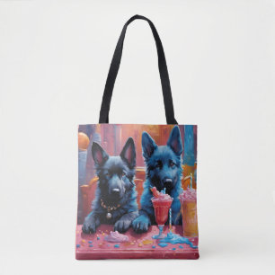 Zwart N Blauw Duits Herder Puppies N Milkshakes Draagtas