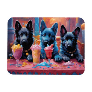 Zwart N Blauw Duits Herder Puppies N Milkshakes Magneet
