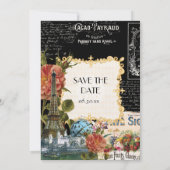 Zwart n Cream  Eiffeltoren Sla de datum op Kaart (Achterkant)