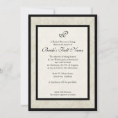 Zwart n Cream Fleur de Lis Damask Bruiloft Kaart (Voorkant)