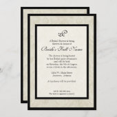 Zwart n Cream Fleur de Lis Damask Bruiloft Kaart (Voorkant / Achterkant)