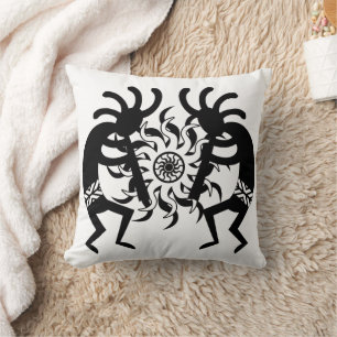 Zwart N Wit Zuidwest Tribal Sun Aztec Kokopelli Kussen