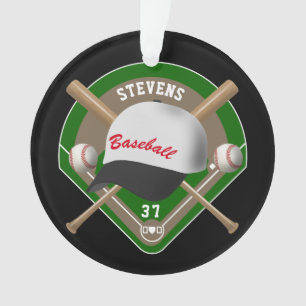 Zwart Naam witte honkbal Diamond Player Ornament