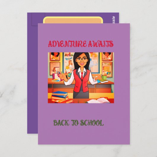 Zwart naar school standaard Briefkaart (Voorkant / Achterkant)