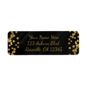 Zwart & namaak goud folie glamour stippen modern etiket