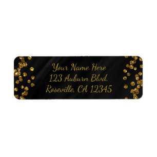 Zwart & namaak goud glitters glamour stippen moder etiket