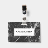 Zwart namaakmarmer witte accent badge (Voorzijde met clip)