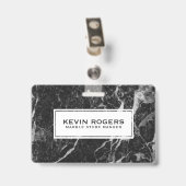 Zwart namaakmarmer witte accent badge (Achterkant met clip)