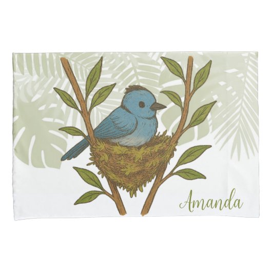 Zwart-Naped Monarch genesteld tussen de bladeren Kussensloop (Voorkant-Rechts)