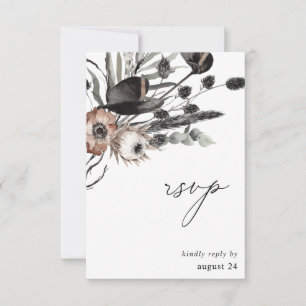 Zwart & Natuurlijk Bloemendesign met Maaltijd RSVP Kaartje
