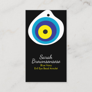 ZWART Navy Geel Evil Eye Bead Amulet Visitekaartje