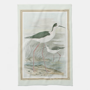 Zwart-Necked Stilts door het water Theedoek
