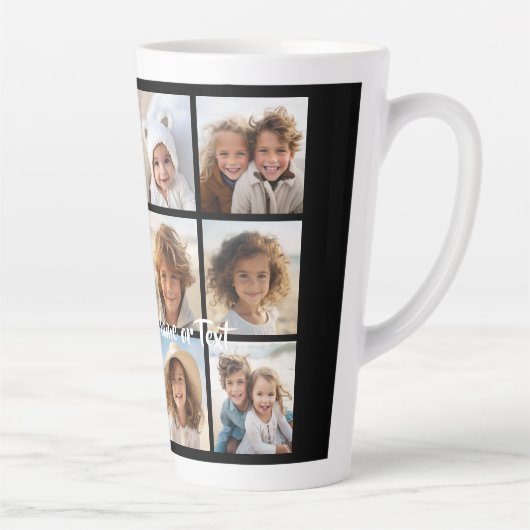 Zwart-negen fotovierkanaals collage - met script w latte mok (Rechts)