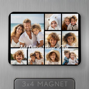 Zwart-negen fotovierkanaals collage - met script w magneet
