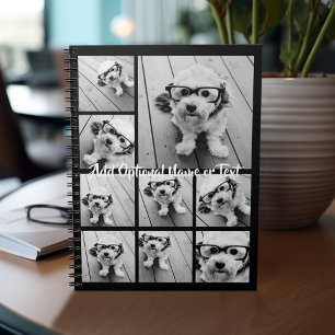 Zwart-negen fotovierkanaals collage - met script w notitieboek