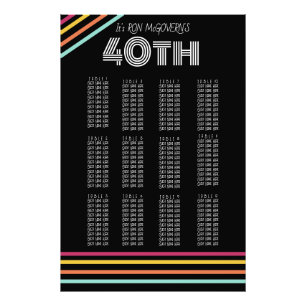 Zwart & Neon 40e Retro Stripe Zitting Grafiek Foto Afdruk
