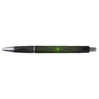 Zwart neon groen spinnenweb Halloween patroon Pen
