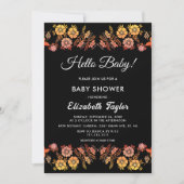 Zwart Neon Rozen Romantische Herfst Bloemen Baby s Kaart (Voorkant)