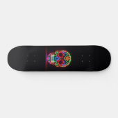 Zwart, neon suiker schedel/dag van de doden skateboard (Horizontaal)