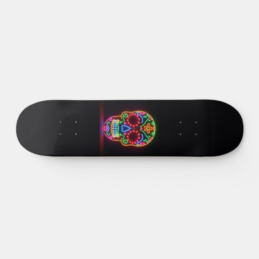 Zwart, neon suiker schedel/dag van de doden skateboard (Horizontaal)