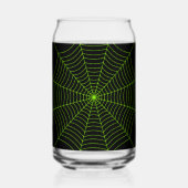 Zwart neongroen spinweb Halloween patroon Blikvorm Glas (Voorkant)