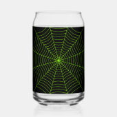 Zwart neongroen spinweb Halloween patroon Blikvorm Glas (Achterkant)