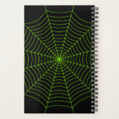 Zwart neongroen spinweb Halloween patroon Planner (Achterkant)