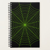 Zwart neongroen spinweb Halloween patroon Planner (Voorkant)