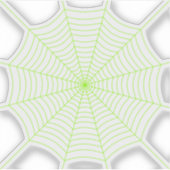 Zwart neongroen spinweb Halloween patroon Sticker (Voorkant)