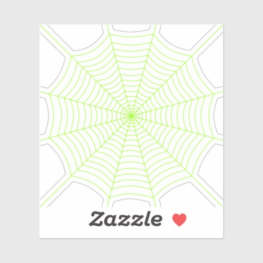Zwart neongroen spinweb Halloween patroon Sticker (Vel)