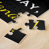 Zwart, Nep Goud 16e Verjaardag + Aangepaste Naam Legpuzzel (Zijkant)