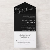 Zwart niets Fancy Liefde Weddenschap All In One Uitnodiging (Binnen)