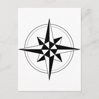 Zwart nitisch kompas briefkaart
