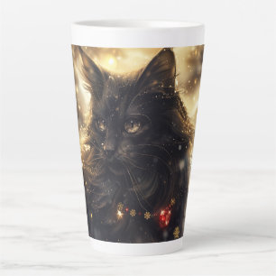 Zwart Noors Bos Kat Digitale Kunst Latte Mok